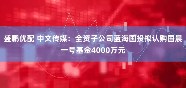 盛鹏优配 中文传媒：全资子公司蓝海国投拟认购国晨一号基金4000万元