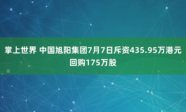 掌上世界 中国旭阳集团7月7日斥资435.95万港元回购175万股